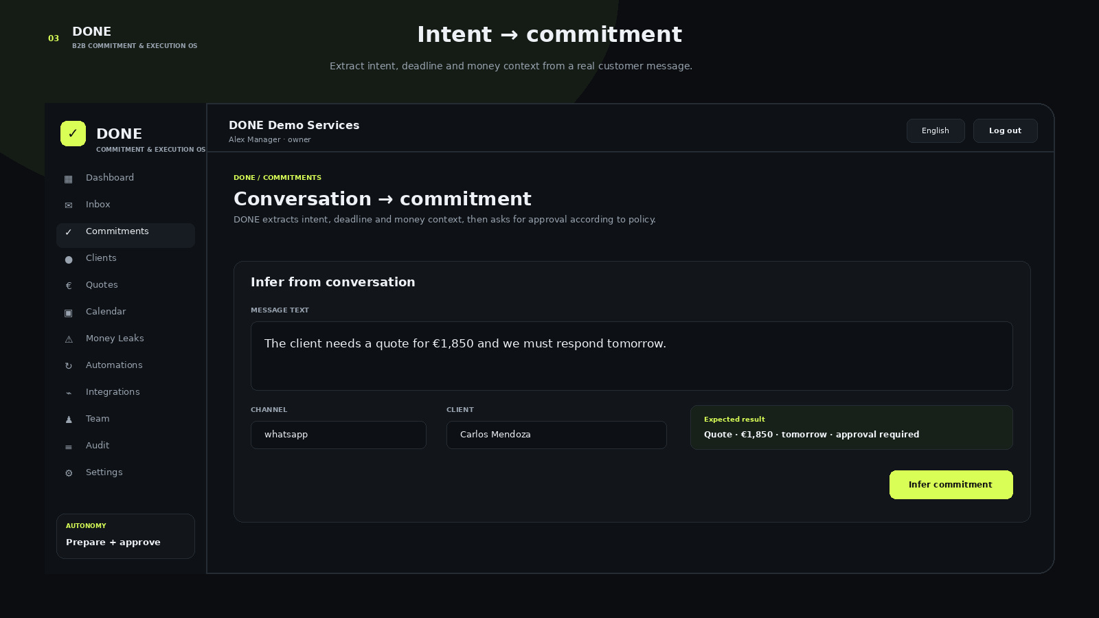 Commitment inference